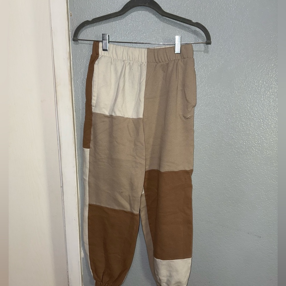 Hollister Cream and Tan Joggers